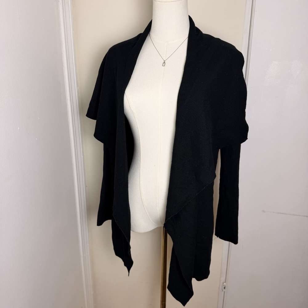 Helmut Lang Black Open Front Cardigan Sweater Women's Sz M Wool Blend